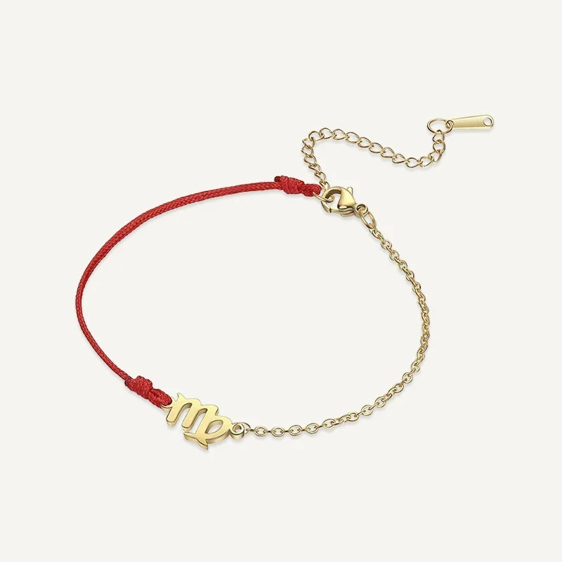 Sternzeichen Armband mit roter Schnur und Kette