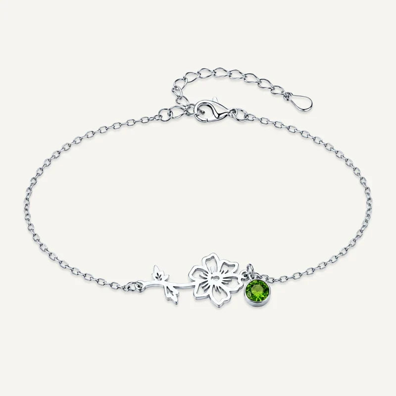 Geburtsstein Armband mit Blume