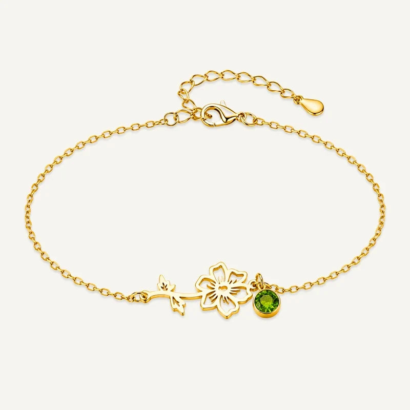 Geburtsstein Armband mit Blume