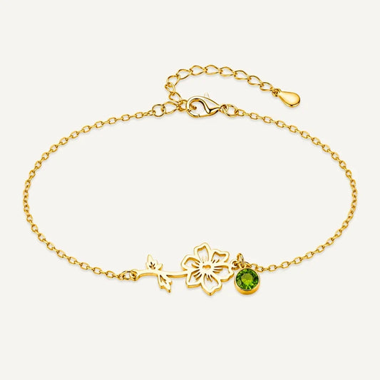 Geburtsstein Armband mit Blume