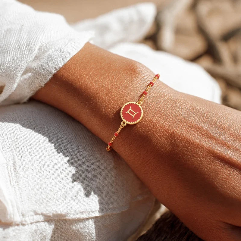 Sternzeichen Armband mit farbigem Medaillon