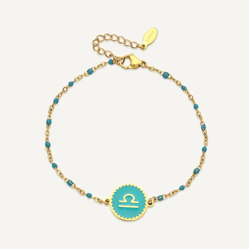 Sternzeichen Armband mit farbigem Medaillon