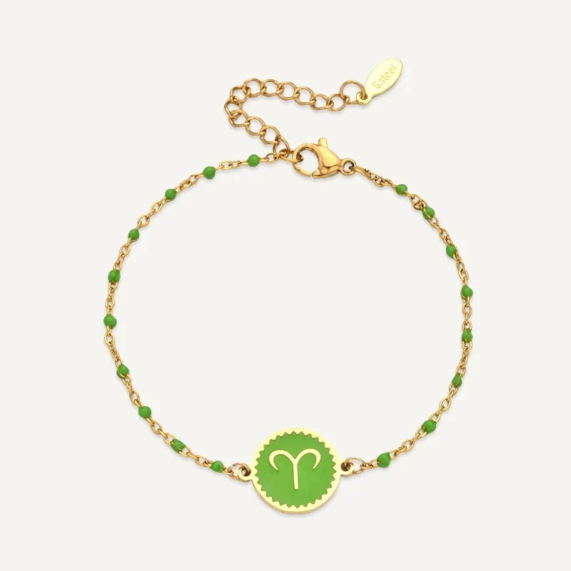 Sternzeichen Armband mit farbigem Medaillon