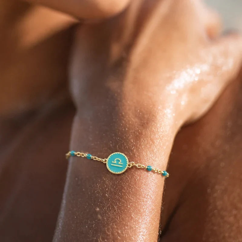 Sternzeichen Armband mit farbigem Medaillon
