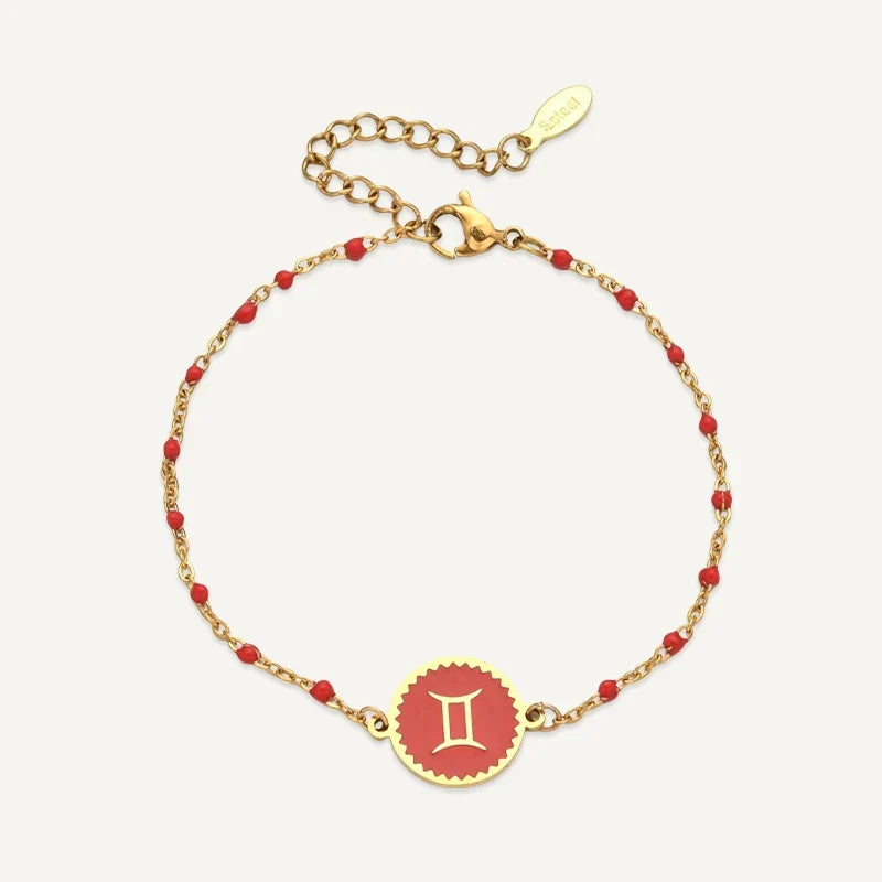 Sternzeichen Armband mit farbigem Medaillon