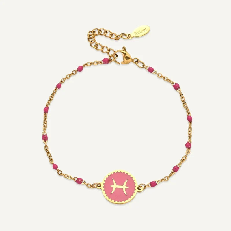 Sternzeichen Armband mit farbigem Medaillon