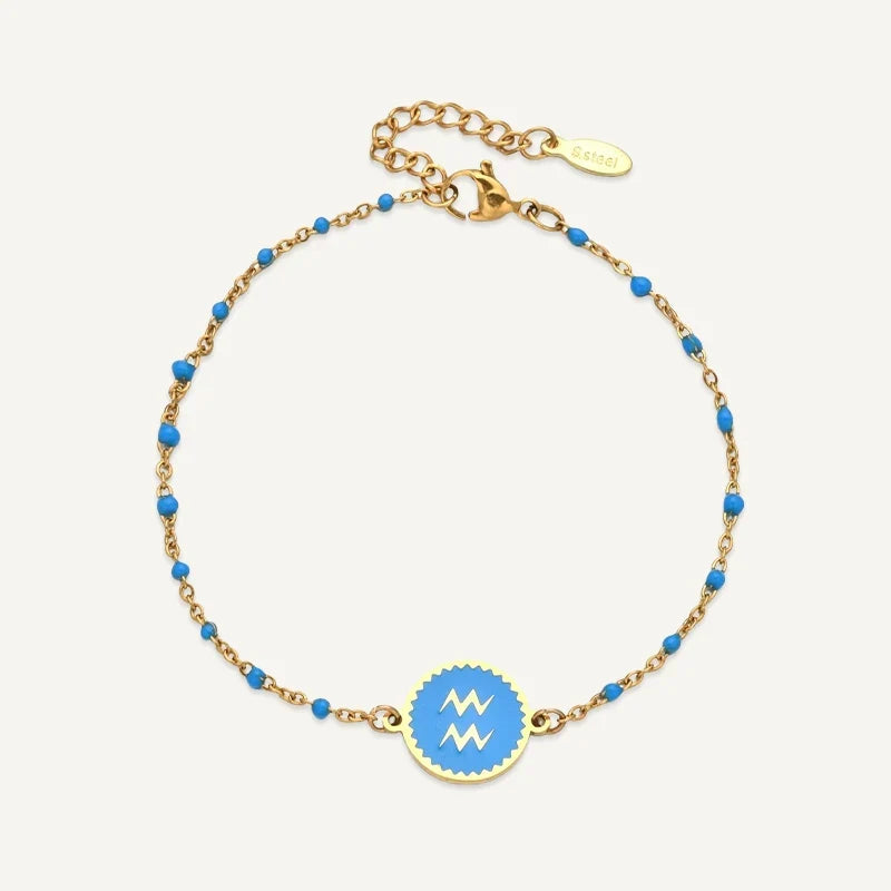 Sternzeichen Armband mit farbigem Medaillon