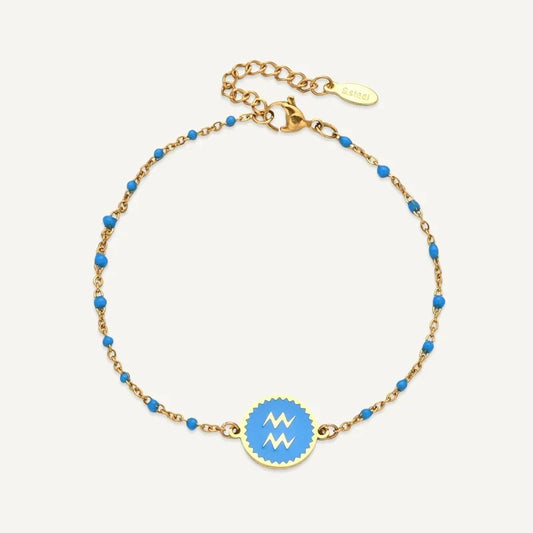 Sternzeichen Armband mit farbigem Medaillon