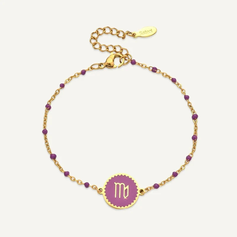 Sternzeichen Armband mit farbigem Medaillon