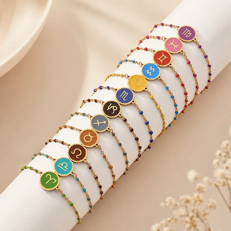 Sternzeichen Armband mit farbigem Medaillon
