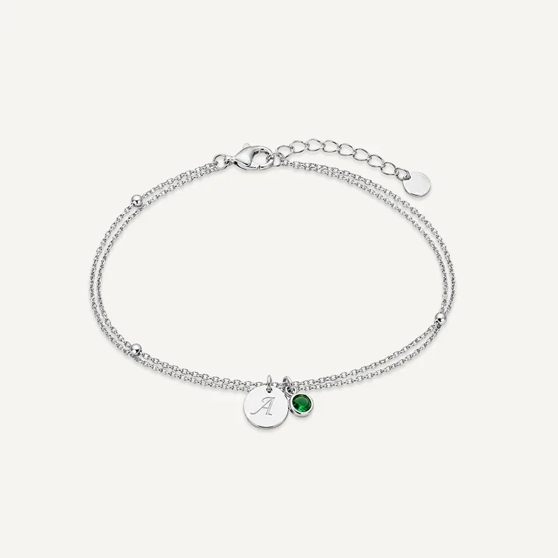 Personalisiertes Armband mit Buchstabe und Geburtsstein