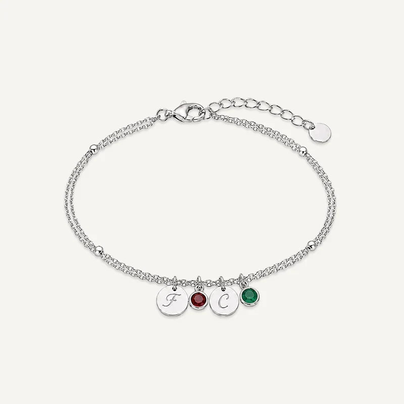 Personalisiertes Armband mit Buchstabe und Geburtsstein
