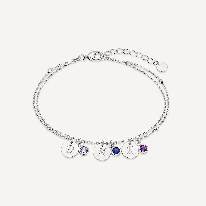 Personalisiertes Armband mit Buchstabe und Geburtsstein