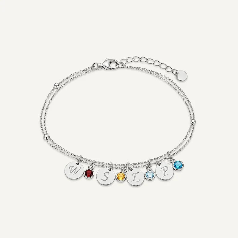 Personalisiertes Armband mit Buchstabe und Geburtsstein
