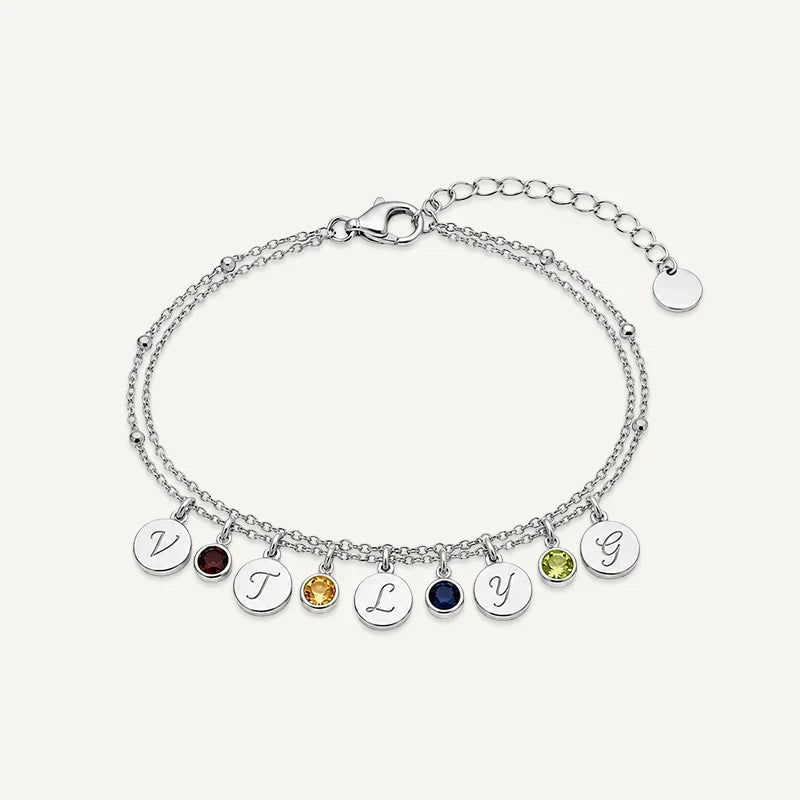 Personalisiertes Armband mit Buchstabe und Geburtsstein