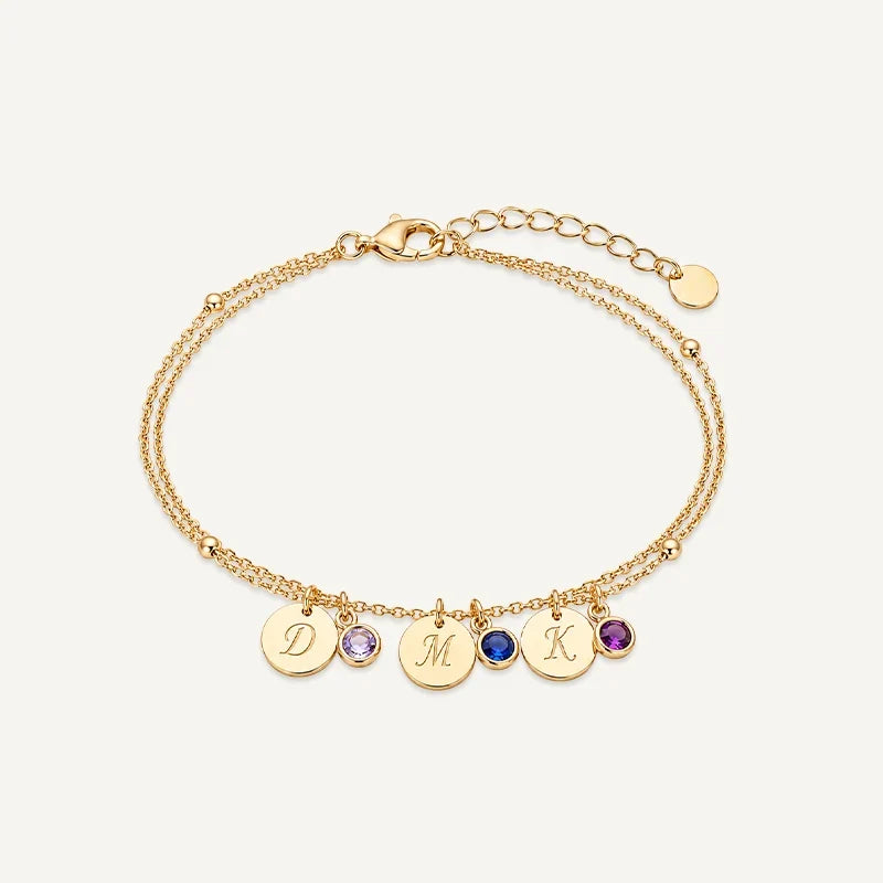 Personalisiertes Armband mit Buchstabe und Geburtsstein