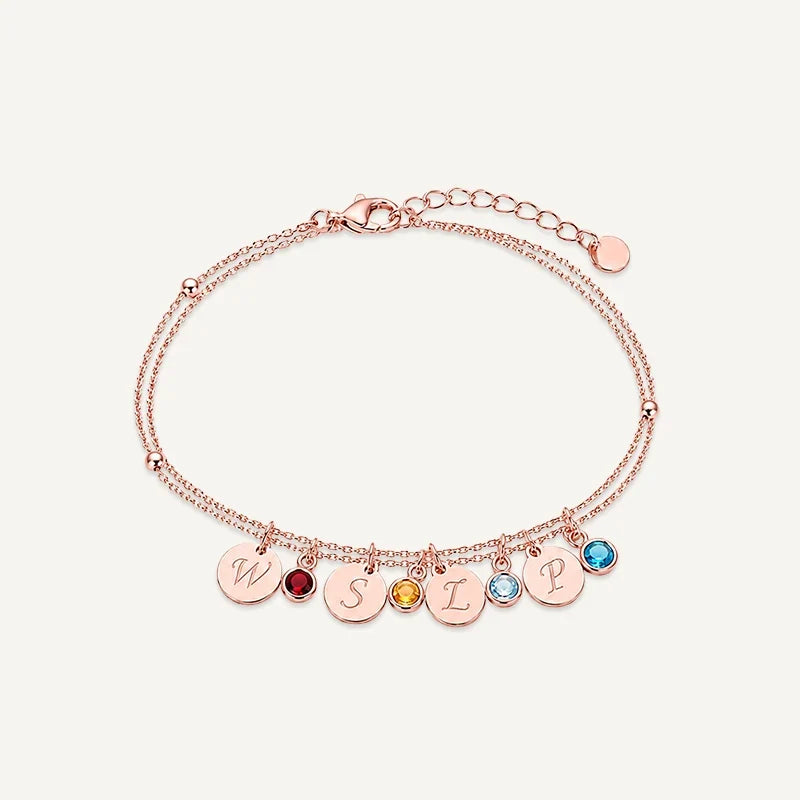 Personalisiertes Armband mit Buchstabe und Geburtsstein