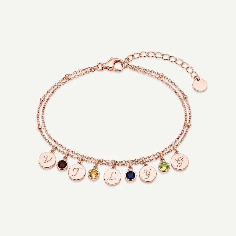 Personalisiertes Armband mit Buchstabe und Geburtsstein