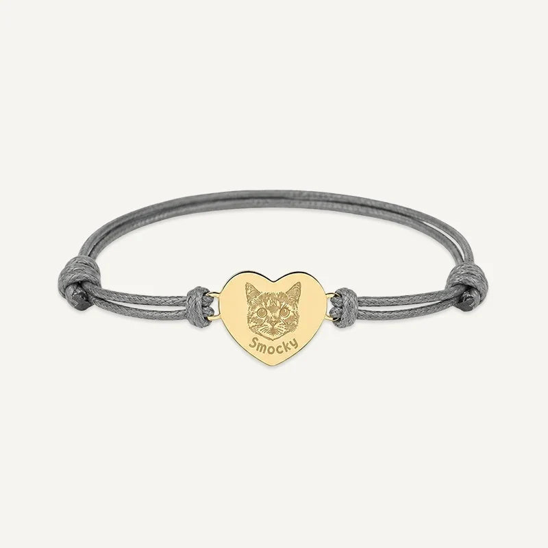 Armband mit Tierporträt graviert und Name