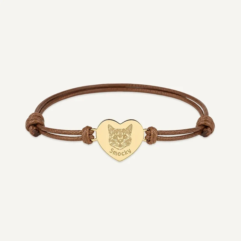 Armband mit Tierporträt graviert und Name