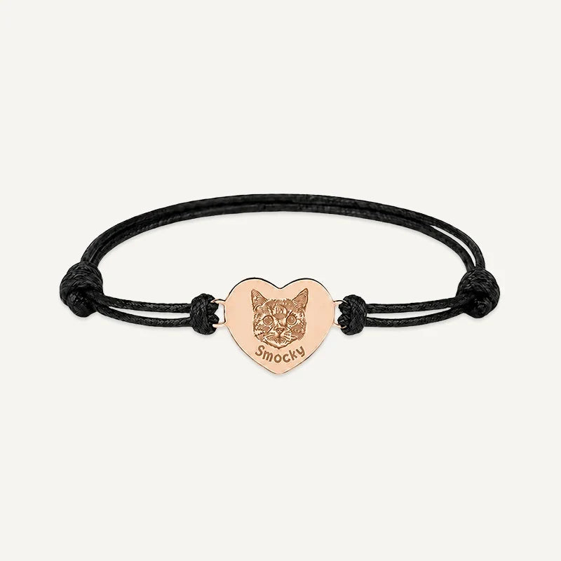 Armband mit Tierporträt graviert und Name