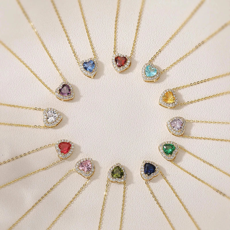 Geburtsstein Kette Herz mit Zirkonia