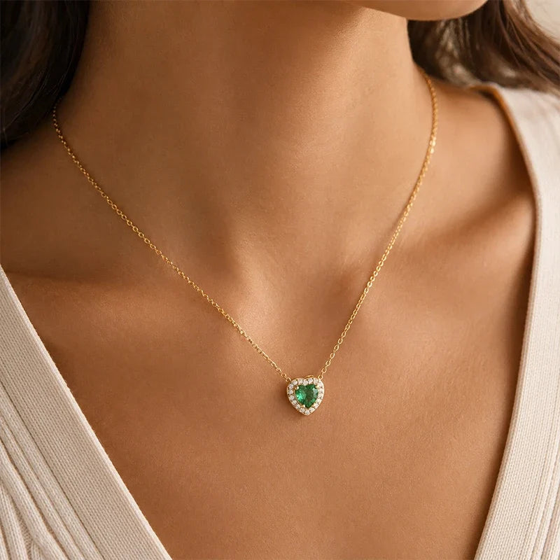 Geburtsstein Kette Herz mit Zirkonia