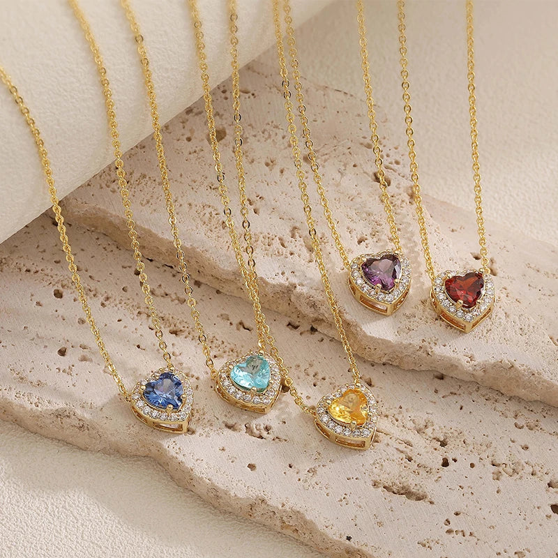 Geburtsstein Kette Herz mit Zirkonia