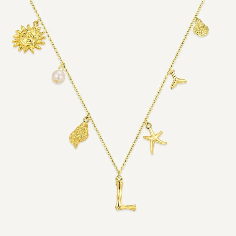 Buchstabenkette mit Muschel Charms