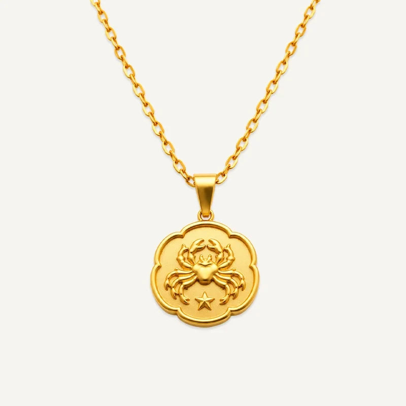 Sternzeichen Kette mit runder Medaille in Relief