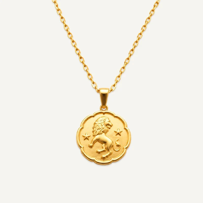 Sternzeichen Kette mit runder Medaille in Relief