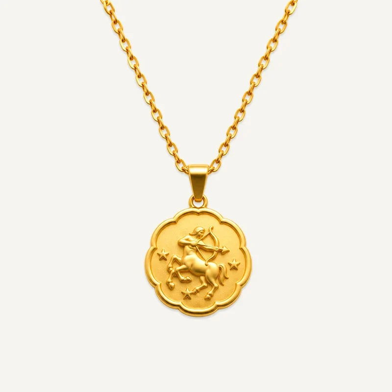 Sternzeichen Kette mit runder Medaille in Relief