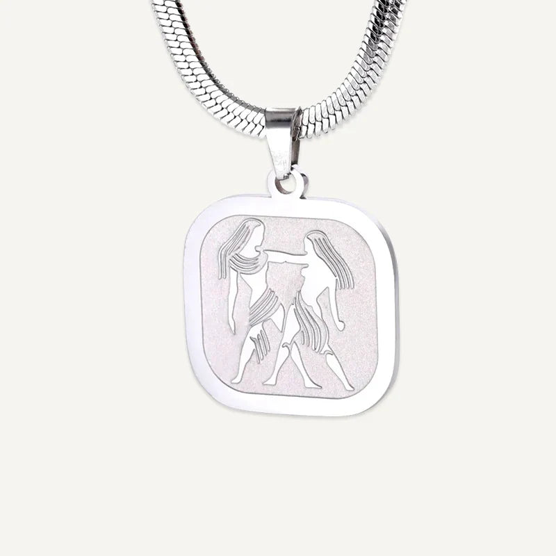 Sternzeichen Kette mit quadratischem Anhänger