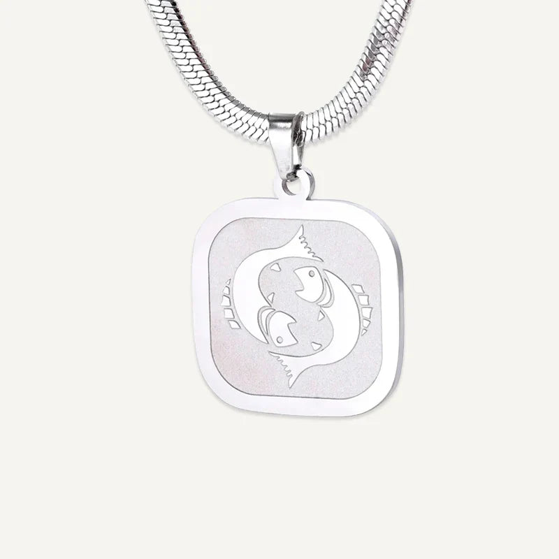 Sternzeichen Kette mit quadratischem Anhänger