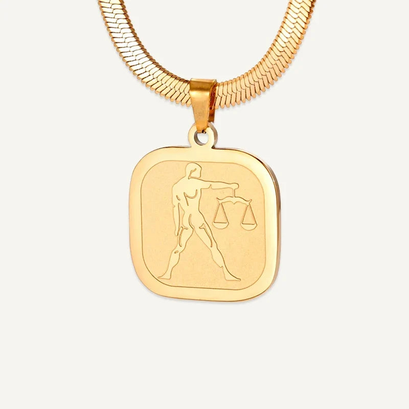 Sternzeichen Kette mit quadratischem Anhänger