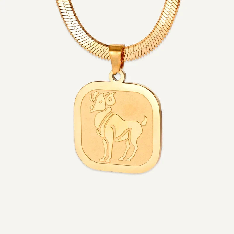Sternzeichen Kette mit quadratischem Anhänger
