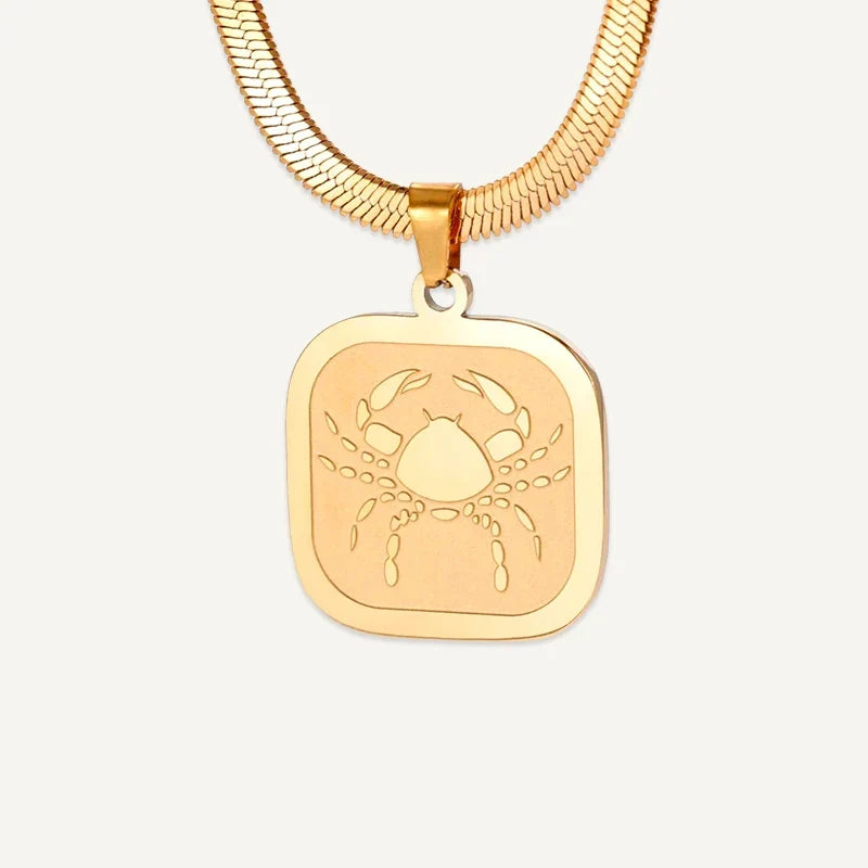 Sternzeichen Kette mit quadratischem Anhänger