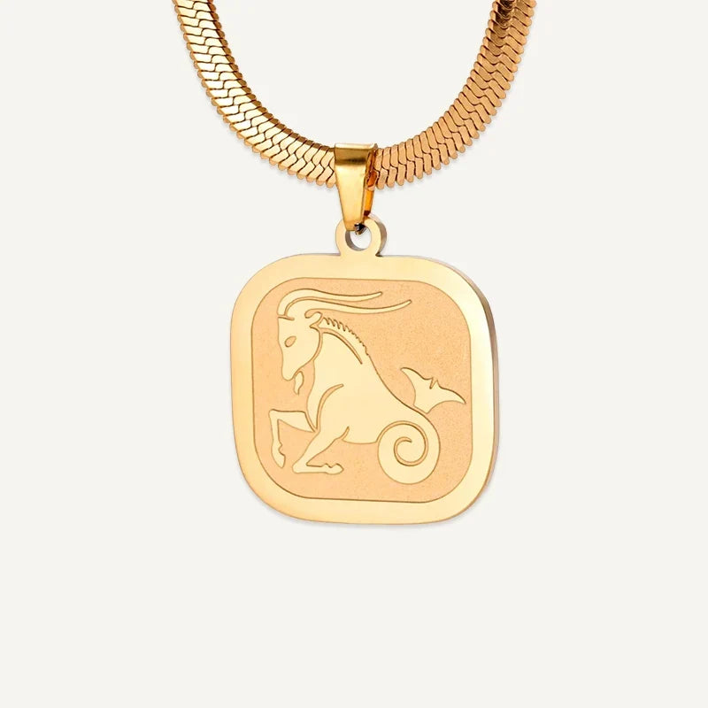 Sternzeichen Kette mit quadratischem Anhänger
