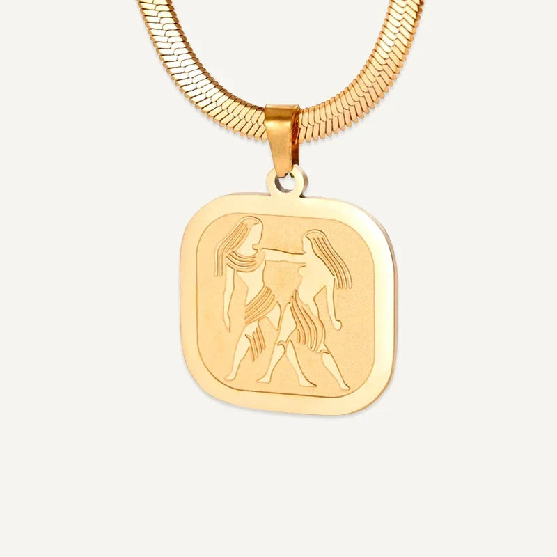 Sternzeichen Kette mit quadratischem Anhänger