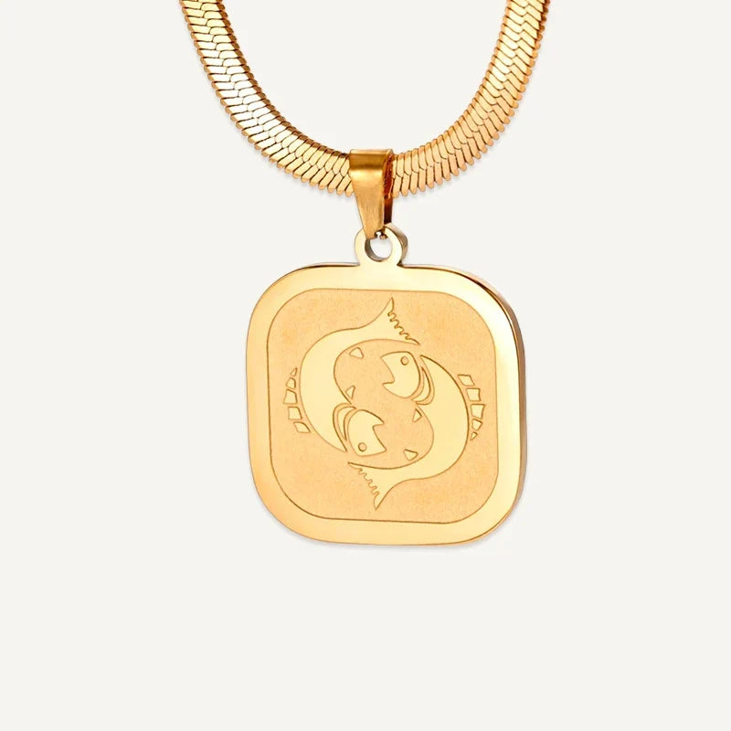 Sternzeichen Kette mit quadratischem Anhänger