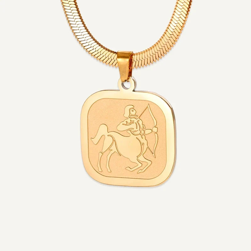 Sternzeichen Kette mit quadratischem Anhänger