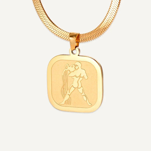 Sternzeichen Kette mit quadratischem Anhänger