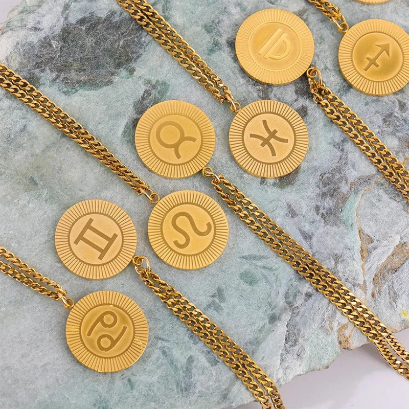 Sternzeichen Kette mit rundem Medaillon