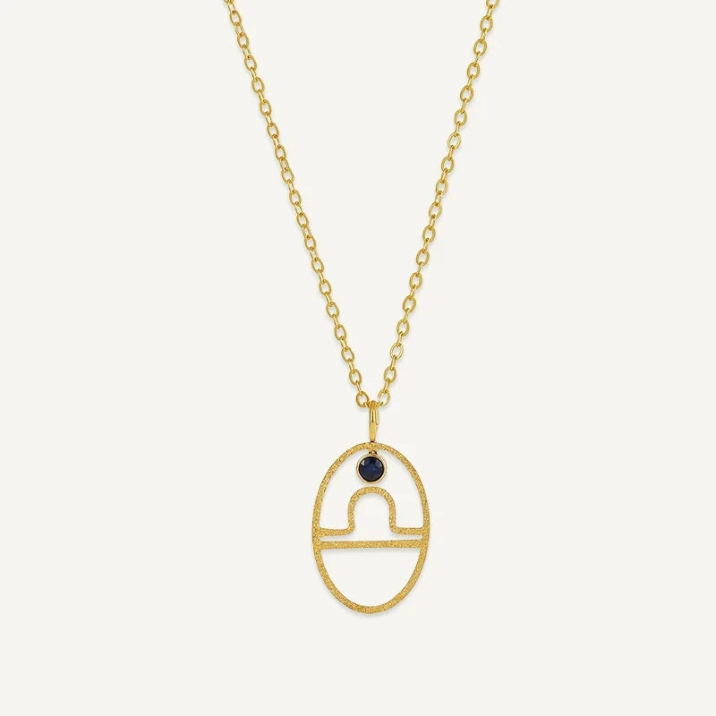 Sternzeichen Kette oval mit Geburtsstein