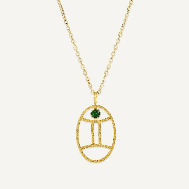 Sternzeichen Kette oval mit Geburtsstein