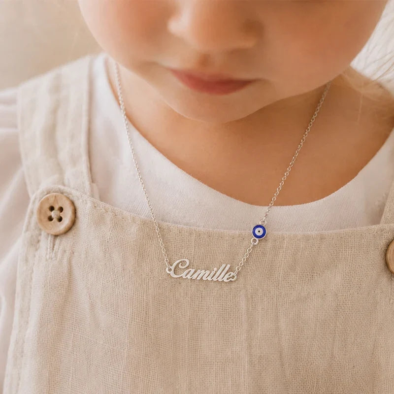 Kinderkette mit Namen und Nazar Auge